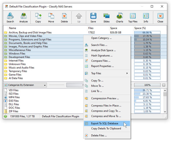 DiskSorter Export Results To SQL Database
