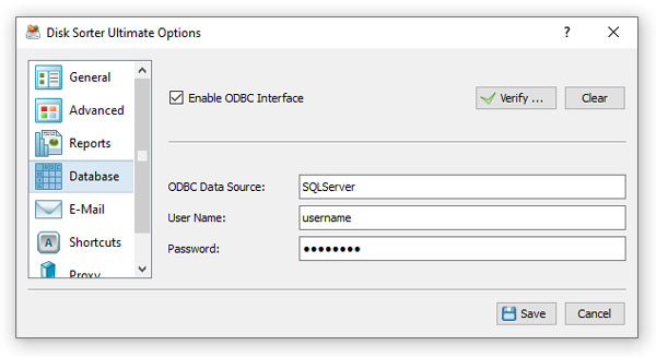 DiskSorter SQL Database Configuration