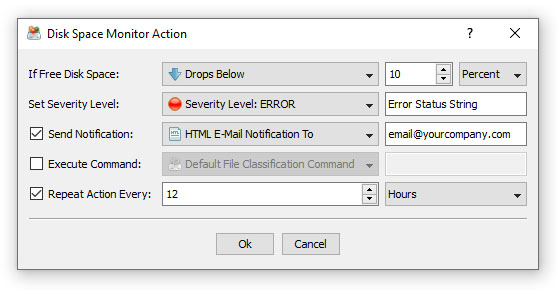 DiskSorter Server Disk Space Monitor Action